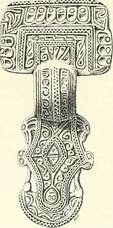 An illustration from Die altgermanische Thierornamentik : typologische Studie über germanische Metallgegenstände aus dem IV. bis IX. Jahrhundert, nebst einer Studie über irische Ornamentik, 1904, leaf 60