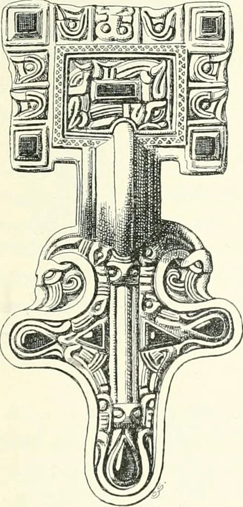 An illustration from Die altgermanische Thierornamentik : typologische Studie über germanische Metallgegenstände aus dem IV. bis IX. Jahrhundert, nebst einer Studie über irische Ornamentik, 1904, leaf 60