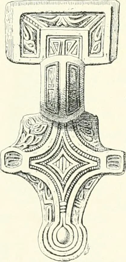 An illustration from Die altgermanische Thierornamentik : typologische Studie über germanische Metallgegenstände aus dem IV. bis IX. Jahrhundert, nebst einer Studie über irische Ornamentik, 1904, leaf 60