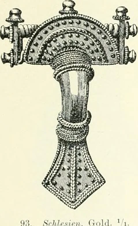 An illustration from Die altgermanische Thierornamentik : typologische Studie über germanische Metallgegenstände aus dem IV. bis IX. Jahrhundert, nebst einer Studie über irische Ornamentik, 1904, leaf 62