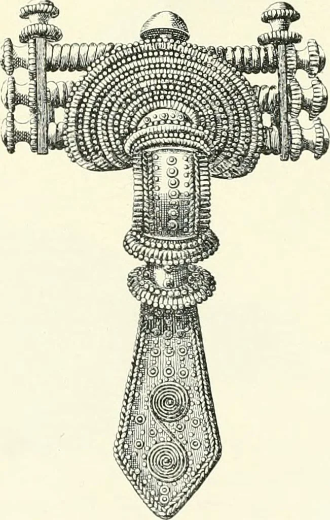 An illustration from Die altgermanische Thierornamentik : typologische Studie über germanische Metallgegenstände aus dem IV. bis IX. Jahrhundert, nebst einer Studie über irische Ornamentik, 1904, leaf 62