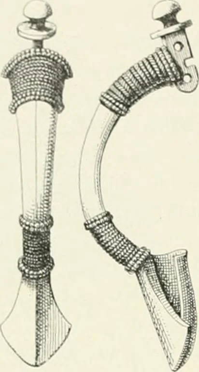 An illustration from Die altgermanische Thierornamentik : typologische Studie über germanische Metallgegenstände aus dem IV. bis IX. Jahrhundert, nebst einer Studie über irische Ornamentik, 1904, leaf 67