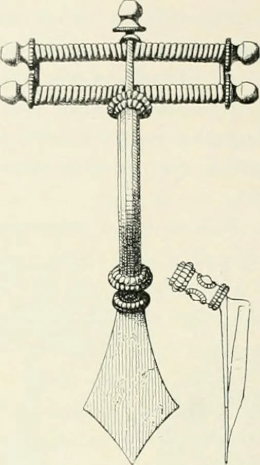 An illustration from Die altgermanische Thierornamentik : typologische Studie über germanische Metallgegenstände aus dem IV. bis IX. Jahrhundert, nebst einer Studie über irische Ornamentik, 1904, leaf 67