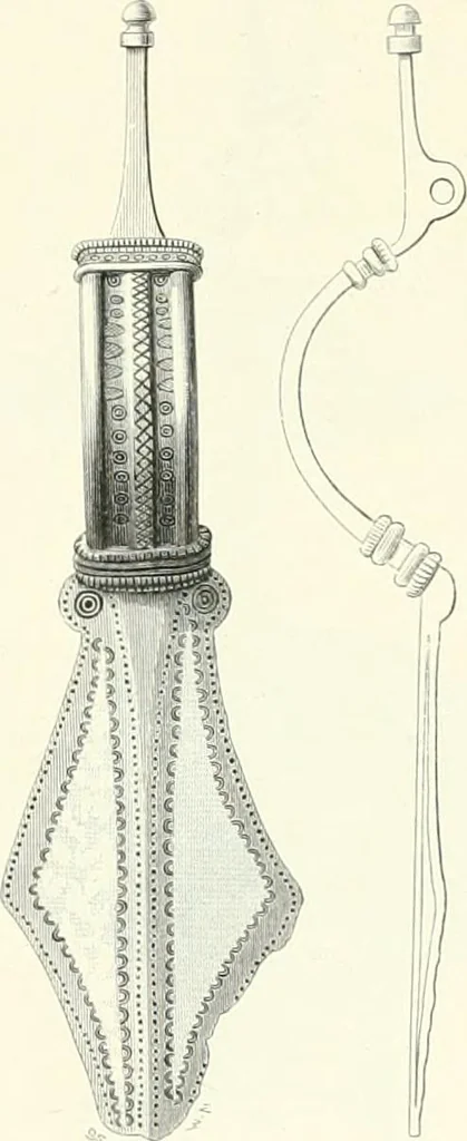 An illustration from Die altgermanische Thierornamentik : typologische Studie über germanische Metallgegenstände aus dem IV. bis IX. Jahrhundert, nebst einer Studie über irische Ornamentik, 1904, leaf 70