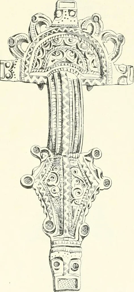 An illustration from Die altgermanische Thierornamentik : typologische Studie über germanische Metallgegenstände aus dem IV. bis IX. Jahrhundert, nebst einer Studie über irische Ornamentik, 1904, leaf 76