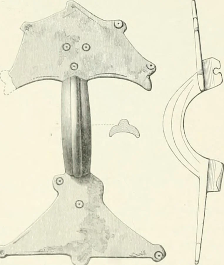 An illustration from Die altgermanische Thierornamentik : typologische Studie über germanische Metallgegenstände aus dem IV. bis IX. Jahrhundert, nebst einer Studie über irische Ornamentik, 1904, leaf 77