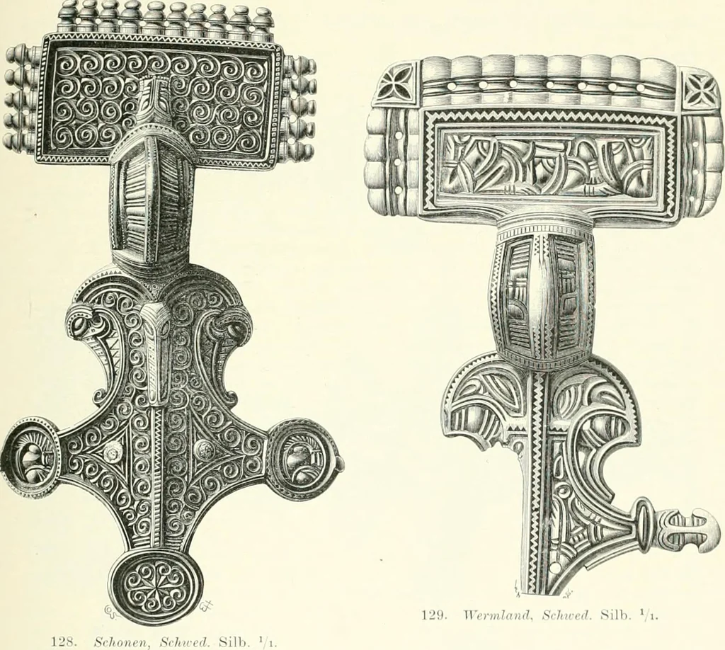 An illustration from Die altgermanische Thierornamentik : typologische Studie über germanische Metallgegenstände aus dem IV. bis IX. Jahrhundert, nebst einer Studie über irische Ornamentik, 1904, leaf 80