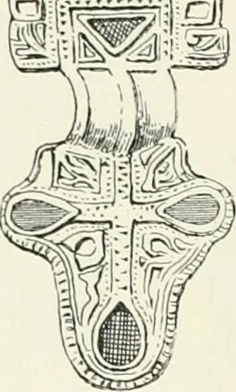 An illustration from Die altgermanische Thierornamentik : typologische Studie über germanische Metallgegenstände aus dem IV. bis IX. Jahrhundert, nebst einer Studie über irische Ornamentik, 1904, leaf 85