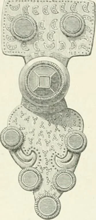 An illustration from Die altgermanische Thierornamentik : typologische Studie über germanische Metallgegenstände aus dem IV. bis IX. Jahrhundert, nebst einer Studie über irische Ornamentik, 1904, leaf 87