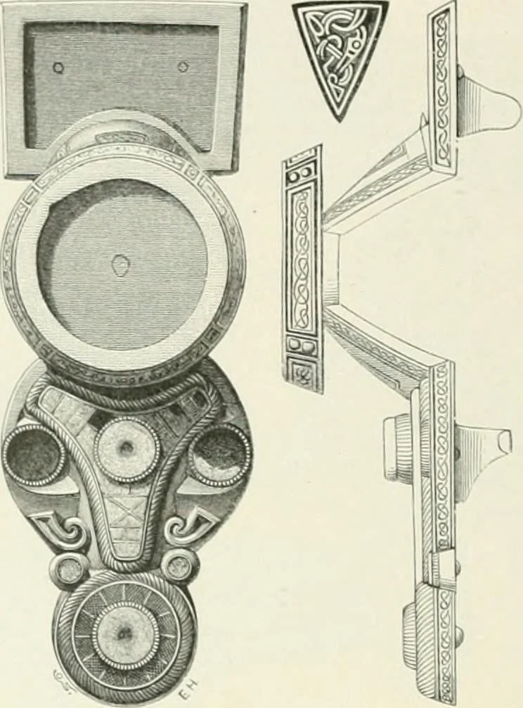 An illustration from Die altgermanische Thierornamentik : typologische Studie über germanische Metallgegenstände aus dem IV. bis IX. Jahrhundert, nebst einer Studie über irische Ornamentik, 1904, leaf 87