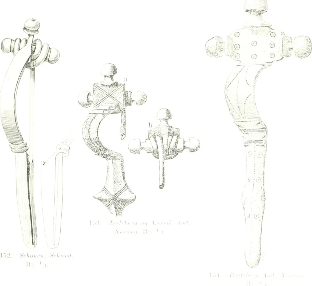 An illustration from Die altgermanische Thierornamentik : typologische Studie über germanische Metallgegenstände aus dem IV. bis IX. Jahrhundert, nebst einer Studie über irische Ornamentik, 1904, leaf 92