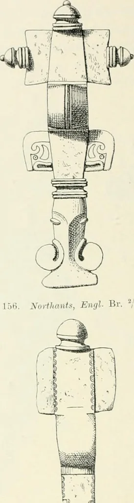 An illustration from Die altgermanische Thierornamentik : typologische Studie über germanische Metallgegenstände aus dem IV. bis IX. Jahrhundert, nebst einer Studie über irische Ornamentik, 1904, leaf 93