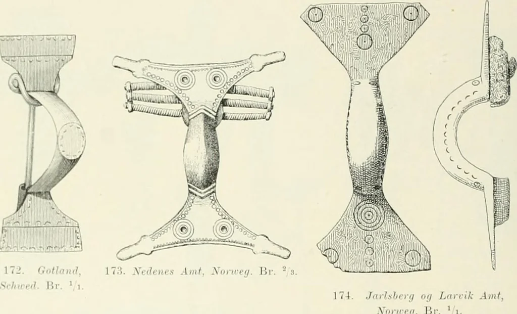 An illustration from Die altgermanische Thierornamentik : typologische Studie über germanische Metallgegenstände aus dem IV. bis IX. Jahrhundert, nebst einer Studie über irische Ornamentik, 1904, leaf 97