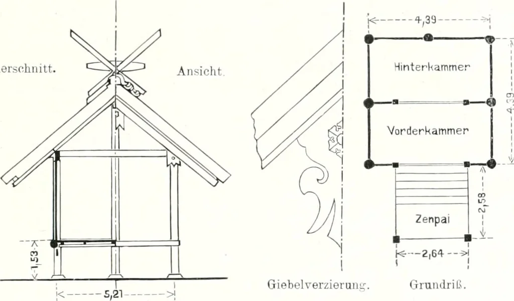 An illustration from Die Architektur der Kultbauten Japans, 1907, leaf 207
