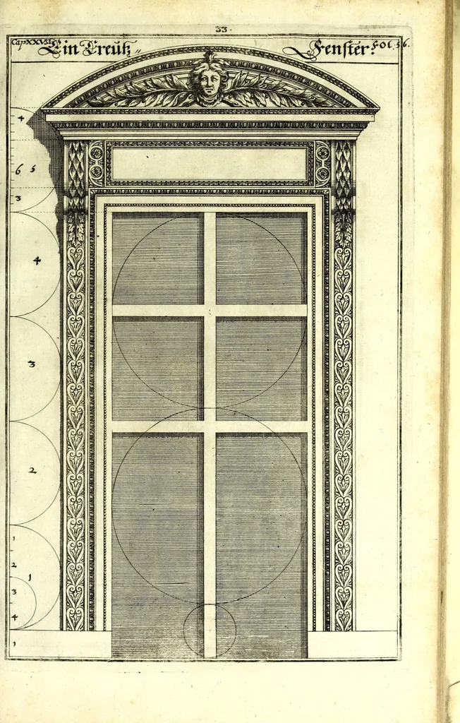 An illustration from Die Baumeisterin Pallas, oder, Der in Teutschland erstandene Palladius : das ist, des vortrefflich-italiänischen Baumeisters Andreae Palladii ziven Bücher von der Bau-Kunst ... : ins Teutsche nach dem Italiänischen übersetzet, mit nothwendigen additionibus und notis, auch dazu gehörigen Figuren erbaulich ausgerüstet, und zum erstenmal an den Tag gegeben, 1698, leaf 159