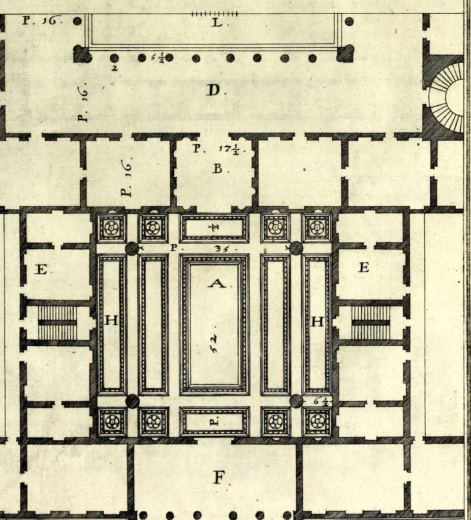 An illustration from Die Baumeisterin Pallas, oder, Der in Teutschland erstandene Palladius : das ist, des vortrefflich-italiänischen Baumeisters Andreae Palladii ziven Bücher von der Bau-Kunst ... : ins Teutsche nach dem Italiänischen übersetzet, mit nothwendigen additionibus und notis, auch dazu gehörigen Figuren erbaulich ausgerüstet, und zum erstenmal an den Tag gegeben, 1698, leaf 231