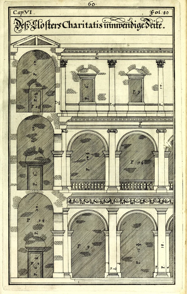 An illustration from Die Baumeisterin Pallas, oder, Der in Teutschland erstandene Palladius : das ist, des vortrefflich-italiänischen Baumeisters Andreae Palladii ziven Bücher von der Bau-Kunst ... : ins Teutsche nach dem Italiänischen übersetzet, mit nothwendigen additionibus und notis, auch dazu gehörigen Figuren erbaulich ausgerüstet, und zum erstenmal an den Tag gegeben, 1698, leaf 237
