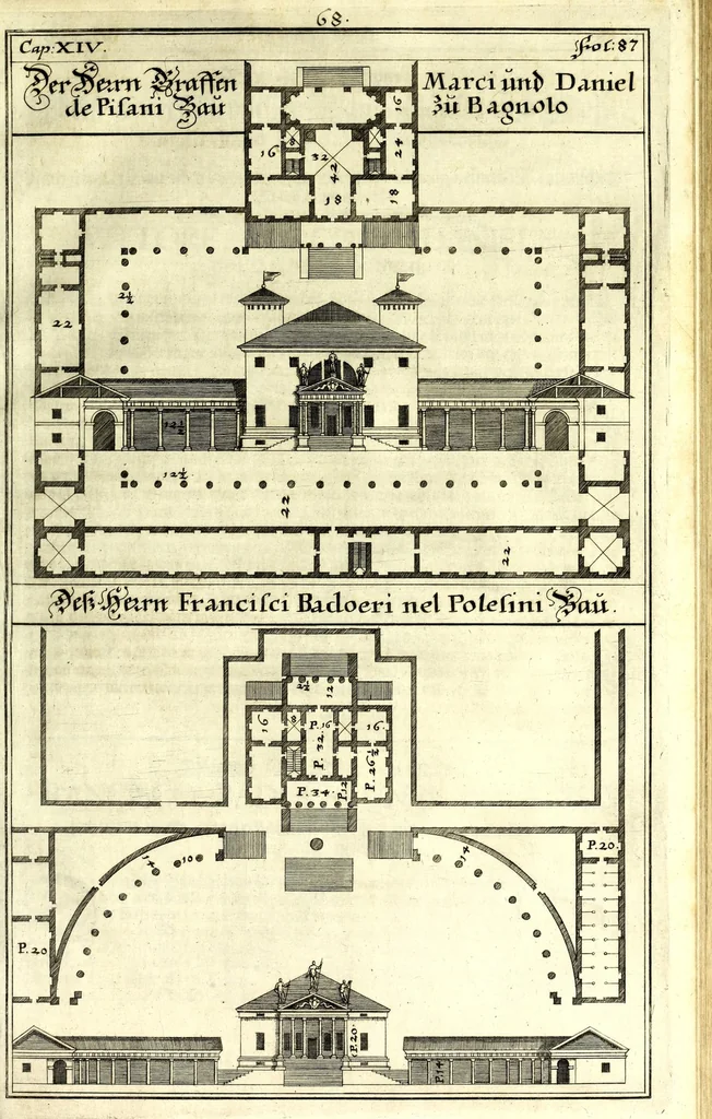 An illustration from Die Baumeisterin Pallas, oder, Der in Teutschland erstandene Palladius : das ist, des vortrefflich-italiänischen Baumeisters Andreae Palladii ziven Bücher von der Bau-Kunst ... : ins Teutsche nach dem Italiänischen übersetzet, mit nothwendigen additionibus und notis, auch dazu gehörigen Figuren erbaulich ausgerüstet, und zum erstenmal an den Tag gegeben, 1698, leaf 251