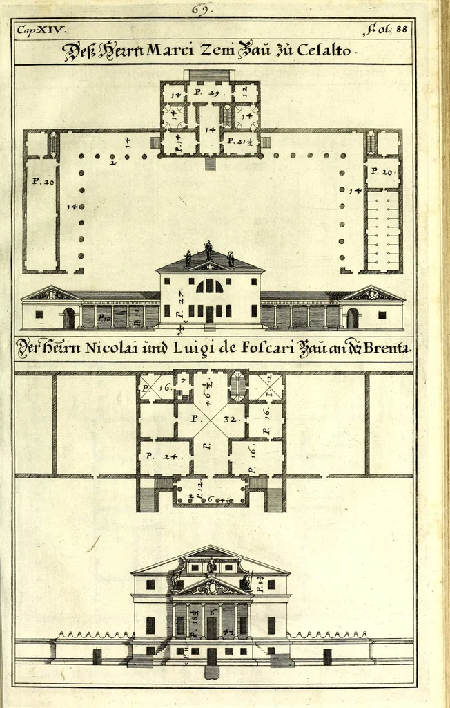 An illustration from Die Baumeisterin Pallas, oder, Der in Teutschland erstandene Palladius : das ist, des vortrefflich-italiänischen Baumeisters Andreae Palladii ziven Bücher von der Bau-Kunst ... : ins Teutsche nach dem Italiänischen übersetzet, mit nothwendigen additionibus und notis, auch dazu gehörigen Figuren erbaulich ausgerüstet, und zum erstenmal an den Tag gegeben, 1698, leaf 255