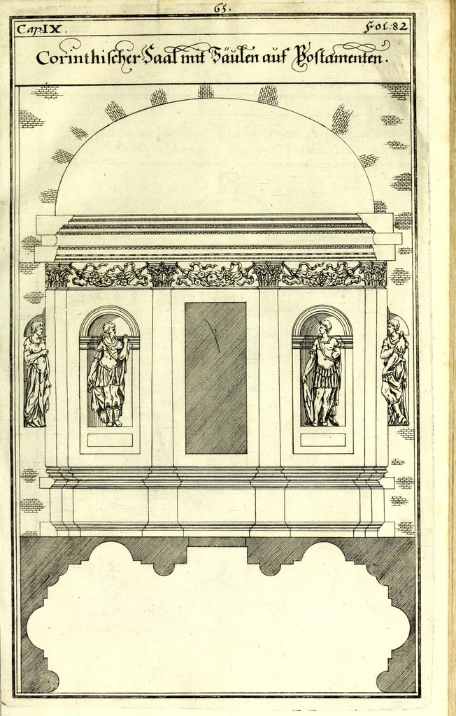 An illustration from Die Baumeisterin Pallas, oder, Der in Teutschland erstandene Palladius : das ist, des vortrefflich-italiänischen Baumeisters Andreae Palladii ziven Bücher von der Bau-Kunst ... : ins Teutsche nach dem Italiänischen übersetzet, mit nothwendigen additionibus und notis, auch dazu gehörigen Figuren erbaulich ausgerüstet, und zum erstenmal an den Tag gegeben, 1698, leaf 263