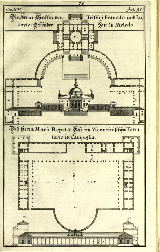 An illustration from Die Baumeisterin Pallas, oder, Der in Teutschland erstandene Palladius : das ist, des vortrefflich-italiänischen Baumeisters Andreae Palladii ziven Bücher von der Bau-Kunst ... : ins Teutsche nach dem Italiänischen übersetzet, mit nothwendigen additionibus und notis, auch dazu gehörigen Figuren erbaulich ausgerüstet, und zum erstenmal an den Tag gegeben, 1698, leaf 283