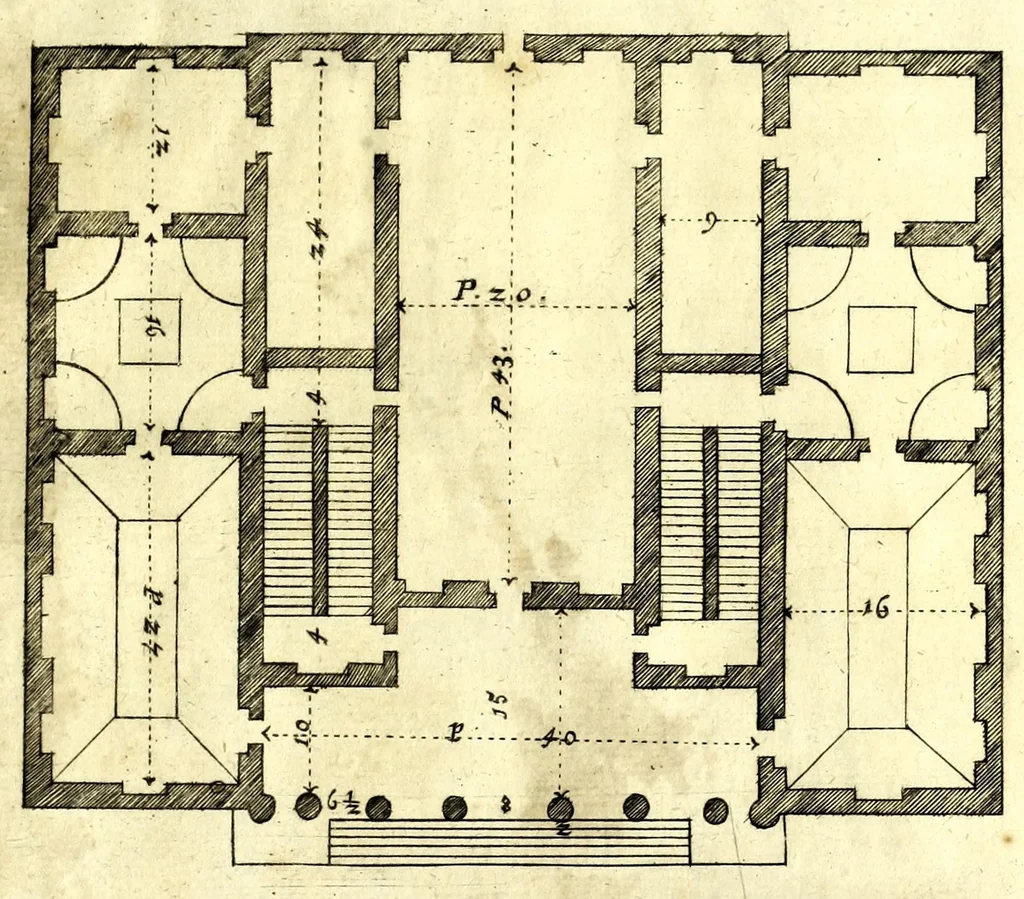 An illustration from Die Baumeisterin Pallas, oder, Der in Teutschland erstandene Palladius : das ist, des vortrefflich-italiänischen Baumeisters Andreae Palladii ziven Bücher von der Bau-Kunst ... : ins Teutsche nach dem Italiänischen übersetzet, mit nothwendigen additionibus und notis, auch dazu gehörigen Figuren erbaulich ausgerüstet, und zum erstenmal an den Tag gegeben, 1698, leaf 295
