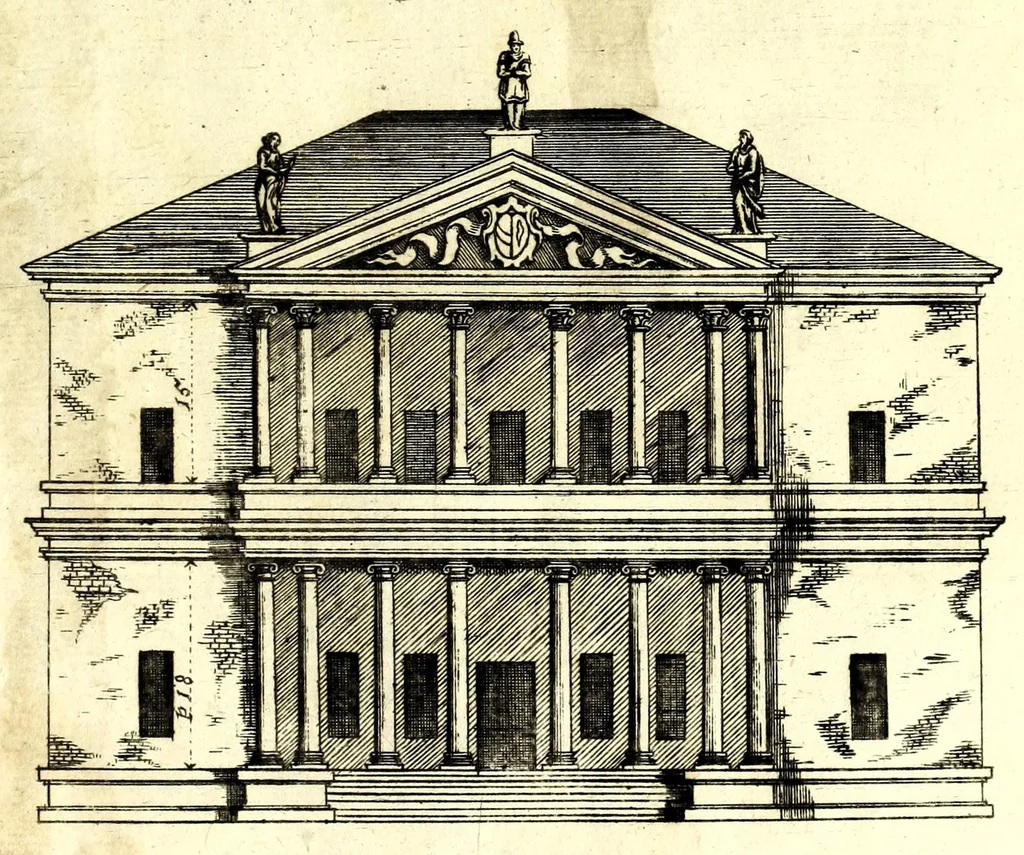 An illustration from Die Baumeisterin Pallas, oder, Der in Teutschland erstandene Palladius : das ist, des vortrefflich-italiänischen Baumeisters Andreae Palladii ziven Bücher von der Bau-Kunst ... : ins Teutsche nach dem Italiänischen übersetzet, mit nothwendigen additionibus und notis, auch dazu gehörigen Figuren erbaulich ausgerüstet, und zum erstenmal an den Tag gegeben, 1698, leaf 295