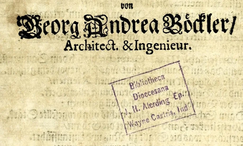 An illustration from Die Baumeisterin Pallas, oder, Der in Teutschland erstandene Palladius : das ist, des vortrefflich-italiänischen Baumeisters Andreae Palladii ziven Bücher von der Bau-Kunst ... : ins Teutsche nach dem Italiänischen übersetzet, mit nothwendigen additionibus und notis, auch dazu gehörigen Figuren erbaulich ausgerüstet, und zum erstenmal an den Tag gegeben, 1698, leaf 5