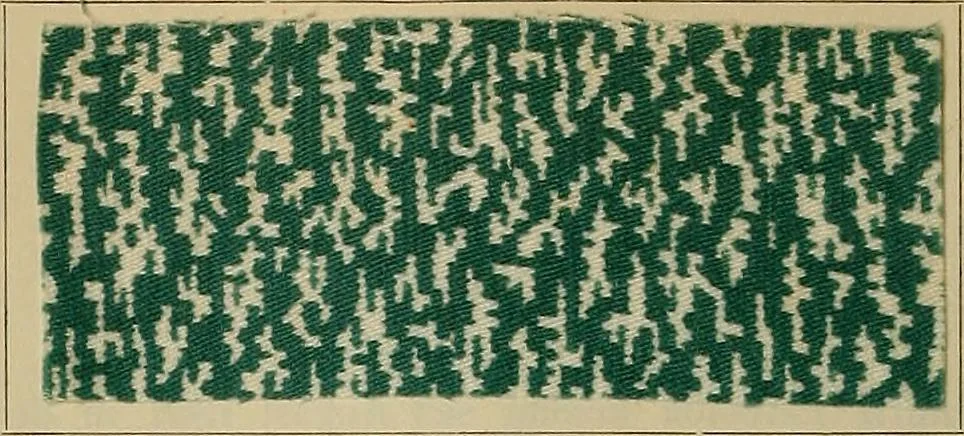 An illustration from Die Biezenfarbstoffe der Fabriken vorm. Friedr. Bayer & Co., Elberfeld, auf dem Gebiet der Fruckerei und Färberei, 1901, leaf 102