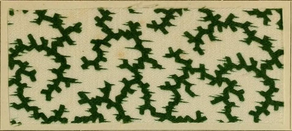 An illustration from Die Biezenfarbstoffe der Fabriken vorm. Friedr. Bayer & Co., Elberfeld, auf dem Gebiet der Fruckerei und Färberei, 1901, leaf 103