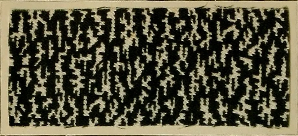 An illustration from Die Biezenfarbstoffe der Fabriken vorm. Friedr. Bayer & Co., Elberfeld, auf dem Gebiet der Fruckerei und Färberei, 1901, leaf 104