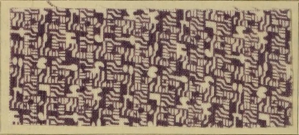 An illustration from Die Biezenfarbstoffe der Fabriken vorm. Friedr. Bayer & Co., Elberfeld, auf dem Gebiet der Fruckerei und Färberei, 1901, leaf 136