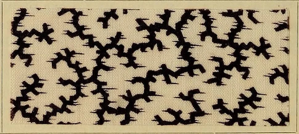 An illustration from Die Biezenfarbstoffe der Fabriken vorm. Friedr. Bayer & Co., Elberfeld, auf dem Gebiet der Fruckerei und Färberei, 1901, leaf 142