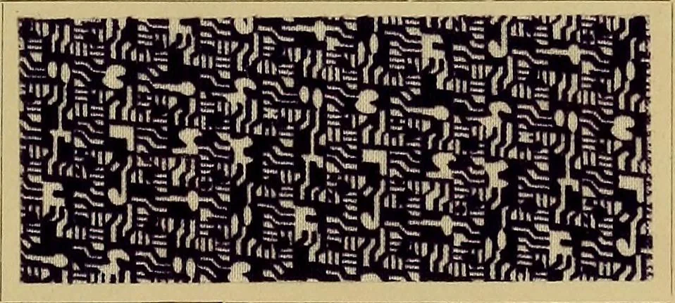 An illustration from Die Biezenfarbstoffe der Fabriken vorm. Friedr. Bayer & Co., Elberfeld, auf dem Gebiet der Fruckerei und Färberei, 1901, leaf 147