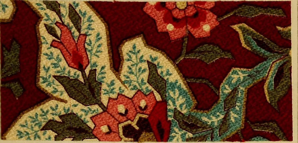 An illustration from Die Biezenfarbstoffe der Fabriken vorm. Friedr. Bayer & Co., Elberfeld, auf dem Gebiet der Fruckerei und Färberei, 1901, leaf 155