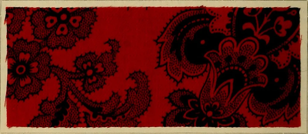 An illustration from Die Biezenfarbstoffe der Fabriken vorm. Friedr. Bayer & Co., Elberfeld, auf dem Gebiet der Fruckerei und Färberei, 1901, leaf 186
