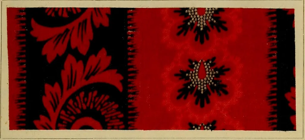 An illustration from Die Biezenfarbstoffe der Fabriken vorm. Friedr. Bayer & Co., Elberfeld, auf dem Gebiet der Fruckerei und Färberei, 1901, leaf 189
