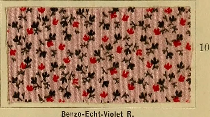An illustration from Die Biezenfarbstoffe der Fabriken vorm. Friedr. Bayer & Co., Elberfeld, auf dem Gebiet der Fruckerei und Färberei, 1901, leaf 229