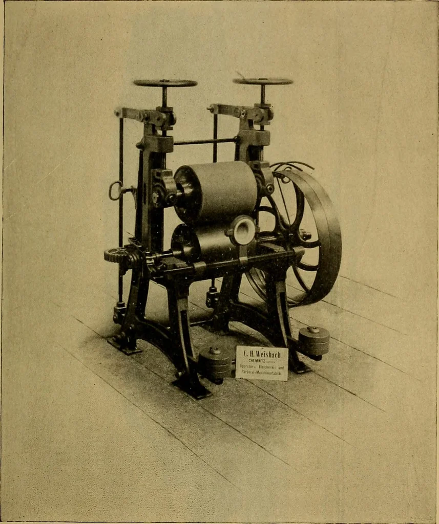 An illustration from Die Biezenfarbstoffe der Fabriken vorm. Friedr. Bayer & Co., Elberfeld, auf dem Gebiet der Fruckerei und Färberei, 1901, leaf 261