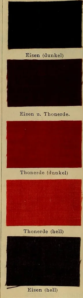 An illustration from Die Biezenfarbstoffe der Fabriken vorm. Friedr. Bayer & Co., Elberfeld, auf dem Gebiet der Fruckerei und Färberei, 1901, leaf 70