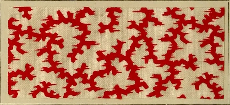 An illustration from Die Biezenfarbstoffe der Fabriken vorm. Friedr. Bayer & Co., Elberfeld, auf dem Gebiet der Fruckerei und Färberei, 1901, leaf 74