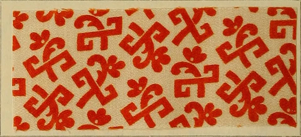 An illustration from Die Biezenfarbstoffe der Fabriken vorm. Friedr. Bayer & Co., Elberfeld, auf dem Gebiet der Fruckerei und Färberei, 1901, leaf 86