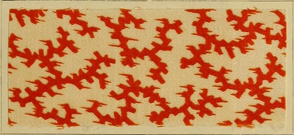 An illustration from Die Biezenfarbstoffe der Fabriken vorm. Friedr. Bayer & Co., Elberfeld, auf dem Gebiet der Fruckerei und Färberei, 1901, leaf 87