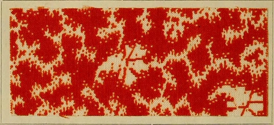 An illustration from Die Biezenfarbstoffe der Fabriken vorm. Friedr. Bayer & Co., Elberfeld, auf dem Gebiet der Fruckerei und Färberei, 1901, leaf 88