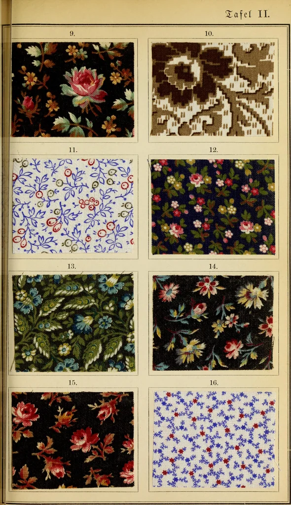 An illustration from Die Bleicherei, Druckerei, Färberei und Appretur der baumwollenen Gewebe : ein praktisches Handbuch für Chemiker, Coloristen, Techniker, Leiter von Fabriken, Studirende der Chemie auf Universitäten, polytechnischen Hochschulen und anderen Anstalten, zum praktischen Gebrauche und zum Selbstunterricht, 1883, leaf 335