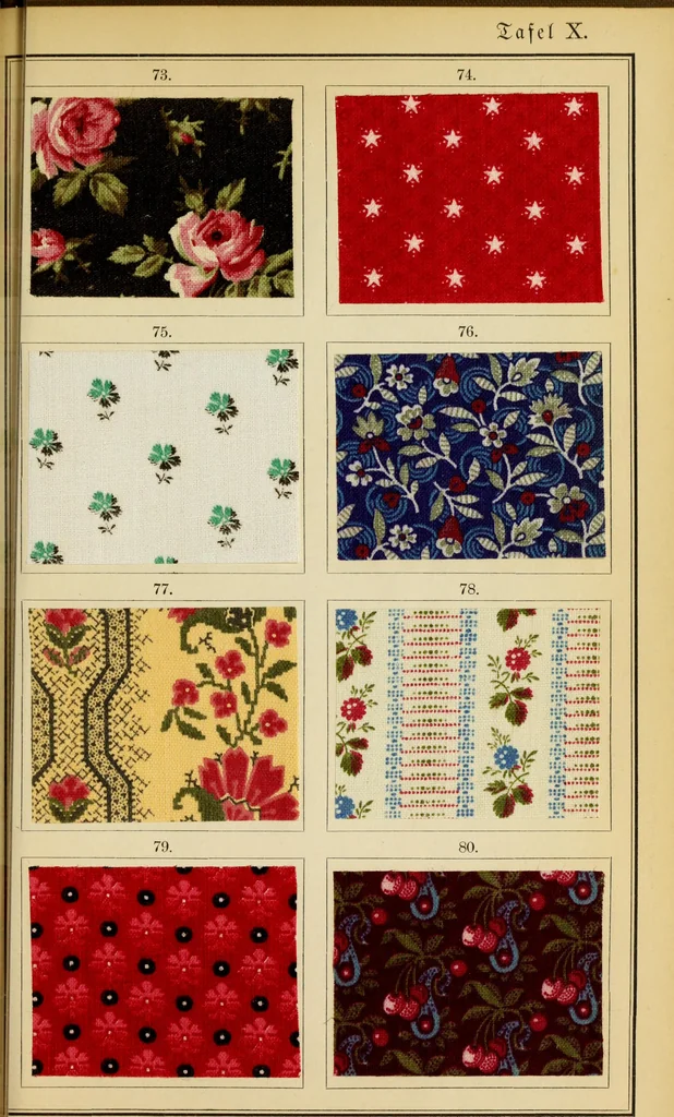 An illustration from Die Bleicherei, Druckerei, Färberei und Appretur der baumwollenen Gewebe : ein praktisches Handbuch für Chemiker, Coloristen, Techniker, Leiter von Fabriken, Studirende der Chemie auf Universitäten, polytechnischen Hochschulen und anderen Anstalten, zum praktischen Gebrauche und zum Selbstunterricht, 1883, leaf 351
