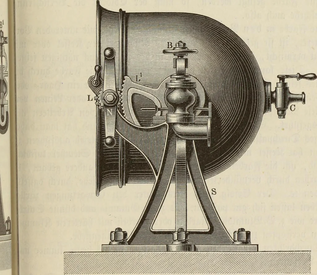 An illustration from Die Bleicherei, Druckerei, Färberei und Appretur der baumwollenen Gewebe : ein praktisches Handbuch für Chemiker, Coloristen, Techniker, Leiter von Fabriken, Studirende der Chemie auf Universitäten, polytechnischen Hochschulen und anderen Anstalten, zum praktischen Gebrauche und zum Selbstunterricht, 1883, leaf 75