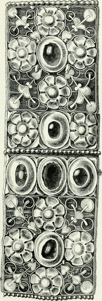 An illustration from Die byzantinischen Zellenschmelze der Sammlung Alex. von Swenigorodskoï und das darüber veröffentlichte Prachtwerk. Archäologisch-kunstgeschichtliche Studie, 1896, leaf 465