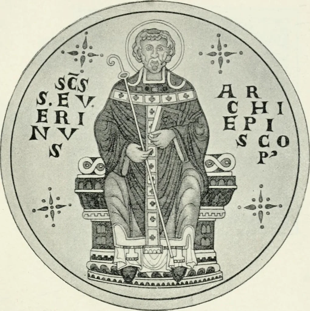 An illustration from Die byzantinischen Zellenschmelze der Sammlung Alex. von Swenigorodskoï und das darüber veröffentlichte Prachtwerk. Archäologisch-kunstgeschichtliche Studie, 1896, leaf 475