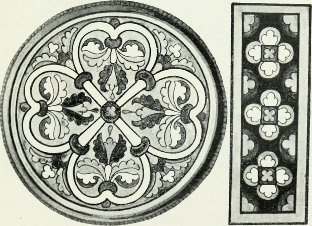 An illustration from Die byzantinischen Zellenschmelze der Sammlung Alex. von Swenigorodskoï und das darüber veröffentlichte Prachtwerk. Archäologisch-kunstgeschichtliche Studie, 1896, leaf 477